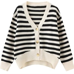 Women Striped Sweater Cropped cardigan